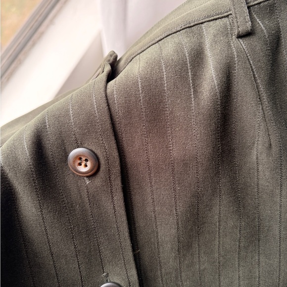 Dark Green Pinstripe Button-Front Skirt - Picture 2 of 2